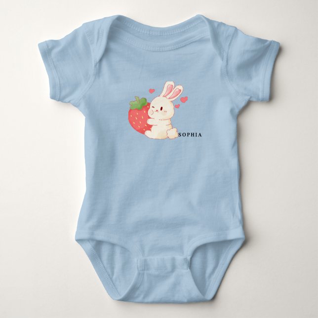 CUTE BUNNY Hugger en bodykostym för jordgubbsbär b T Shirt (Framsida)