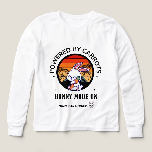 Cute Bunny Hugging Carrot Retro Sunset T-Shirt  (Design framsida)