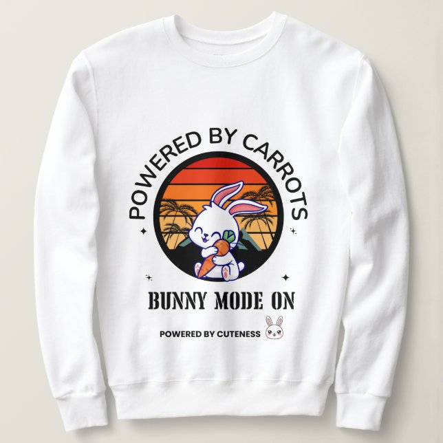 Cute Bunny Hugging Carrot Retro Sunset T-Shirt  (Design framsida)