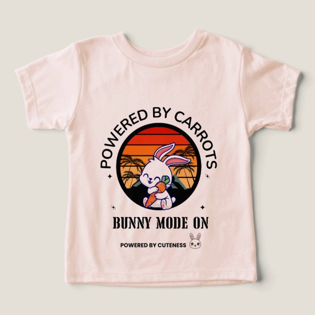 Cute Bunny Hugging Carrot Retro Sunset T-Shirt  (Design Framsida)