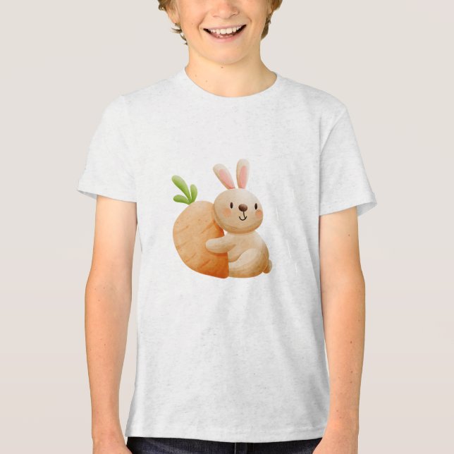 Cute Bunny Hugging Carrot T Shirt (Framsida)