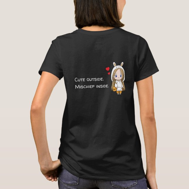 Cute Bunny Huva Girl T-Shirt (Baksida)