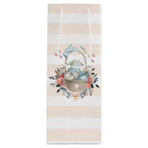 Cute Bunny i basket med äggen och Söt Flowers