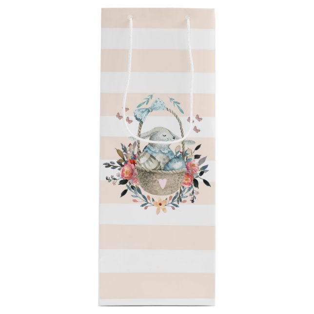 Cute Bunny i basket med äggen och Söt Flowers (Framsidan)