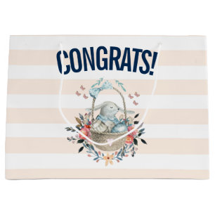 Cute Bunny i basket med äggen och Söt Flowers