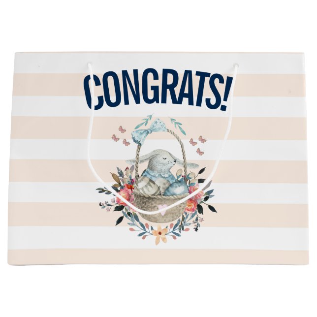 Cute Bunny i basket med äggen och Söt Flowers (Framsidan)