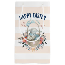 Cute Bunny i Basket & Söt Blommigt Glad påsk