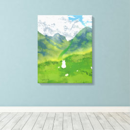 Cute Bunny i bergsvy Canvastryck