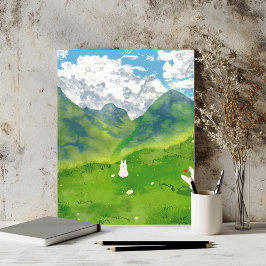 Cute Bunny i bergsvy Poster