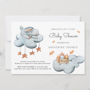 Cute Bunny i Clouds Baby Shower-inbjudan