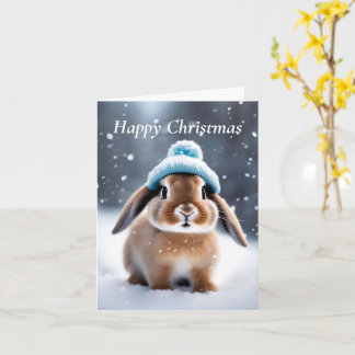 Cute Bunny i en Bobble Hat OWN-jul Kort