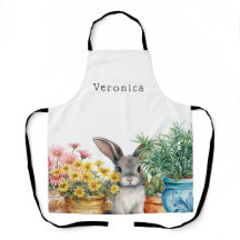 Cute Bunny i Garden All-over Print Apron
