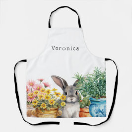 Cute Bunny i Garden All-over Print Apron