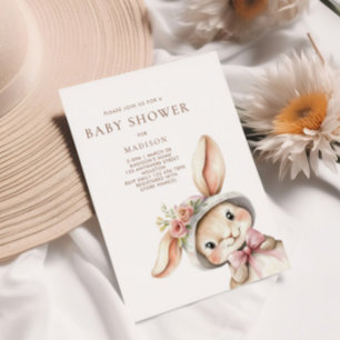 Cute Bunny i Hat Baby Shower Inbjudningar