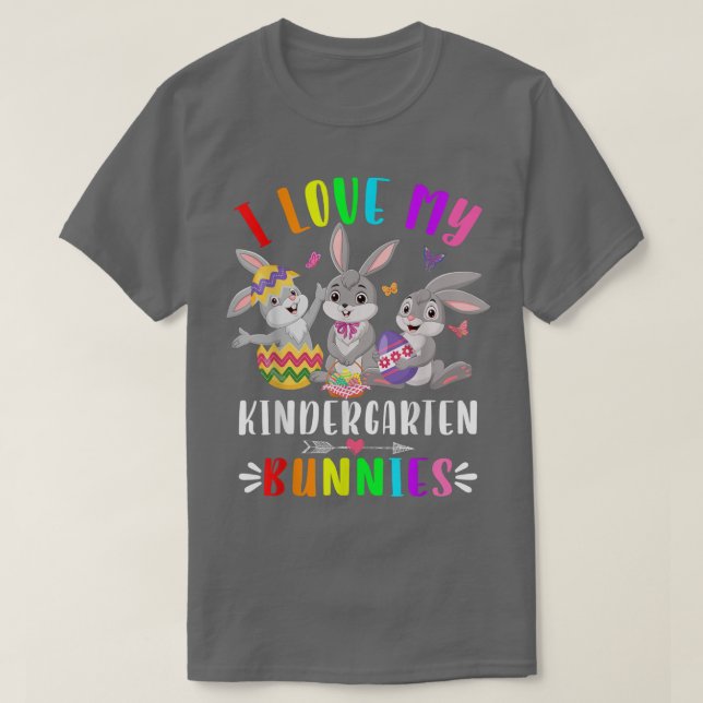 Cute Bunny I Kärlek Min Kindergarten Bunnies Rabbi T Shirt (Design framsida)