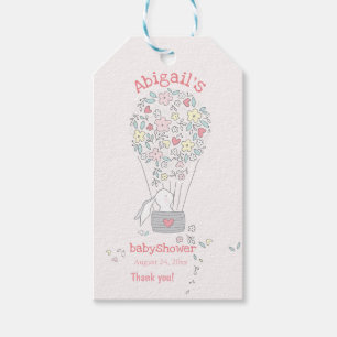 Cute Bunny i Luft Balloon - Babydusch Tack Presentetikett