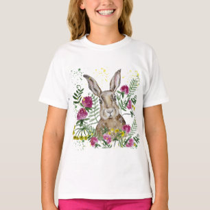 Cute bunny i vattenfärgblommor t shirt