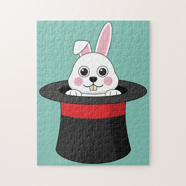 Cute Bunny i Wizard Hat Pussel (Vertikal)
