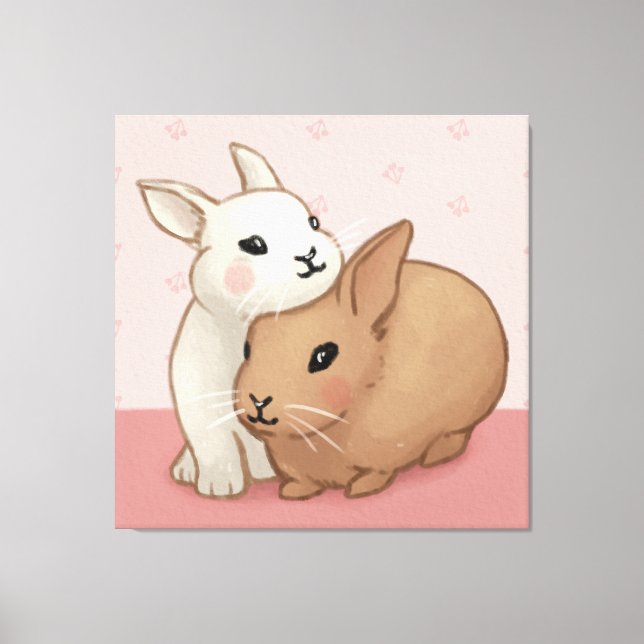 Cute Bunny Illustration Canvastryck (Framsida)