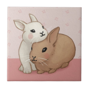 Cute Bunny Illustration Kakelplatta