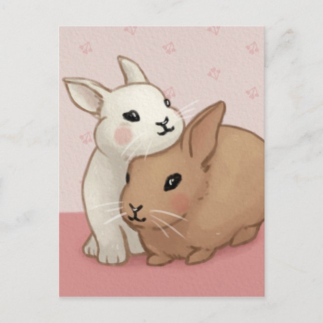 Cute Bunny Illustration Vykort (Framsida)