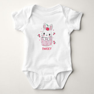 Cute Bunny in Pink Cherry Pocket - Sweet Kawaii Il T Shirt