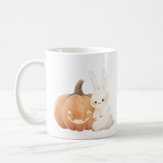 Cute Bunny & Jack O'Lantern Kaffemugg