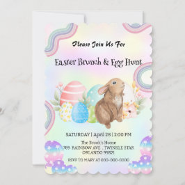 Cute bunny-jakt på ägg Glad påsk dag Party Inbjudningar