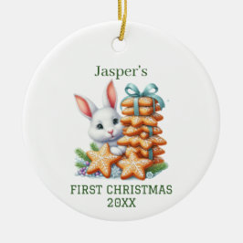 Cute Bunny-jul Julgransprydnad Keramik