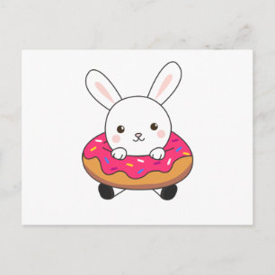 Cute bunny kanin loaf Donut Sprinkles Rosa Vykort