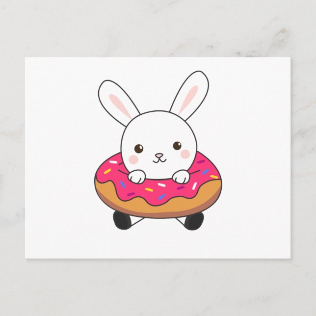 Cute bunny kanin loaf Donut Sprinkles Rosa Vykort (Framsida)