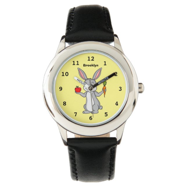 Cute bunny kanin med tecknad av grönsaker armbandsur (Framsida)