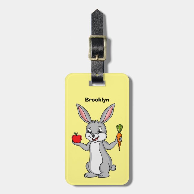 Cute bunny kanin med tecknad av grönsaker bagagebricka (Vertikal Framsida)
