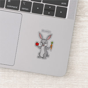 Cute bunny kanin med tecknad av grönsaker klistermärken