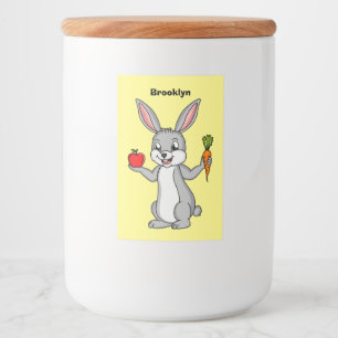 Cute bunny kanin med tecknad av grönsaker mat etikett