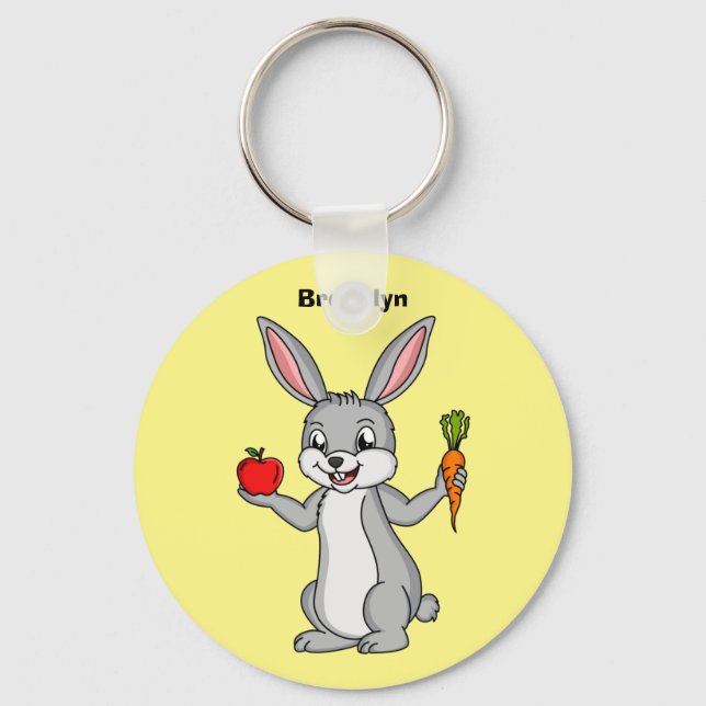 Cute bunny kanin med tecknad av grönsaker nyckelring (Framsida)