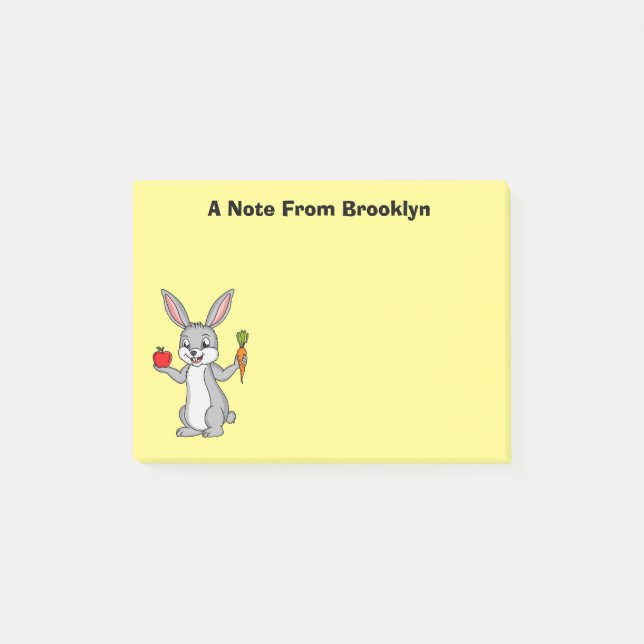 Cute bunny kanin med tecknad av grönsaker post-it block (Framsida)