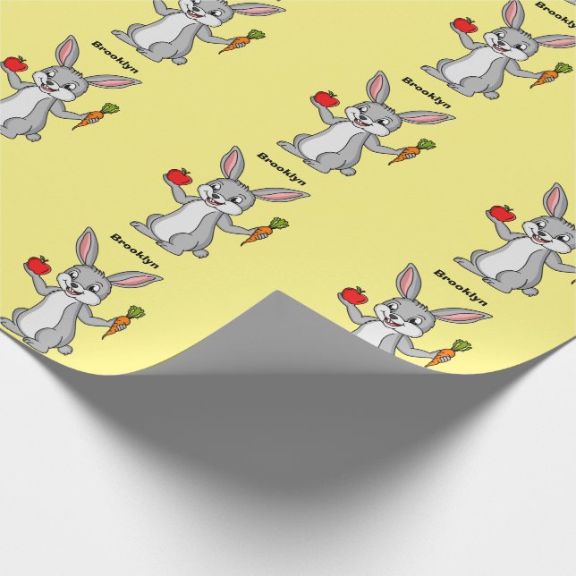 Cute bunny kanin med tecknad av grönsaker presentpapper (Hörn)