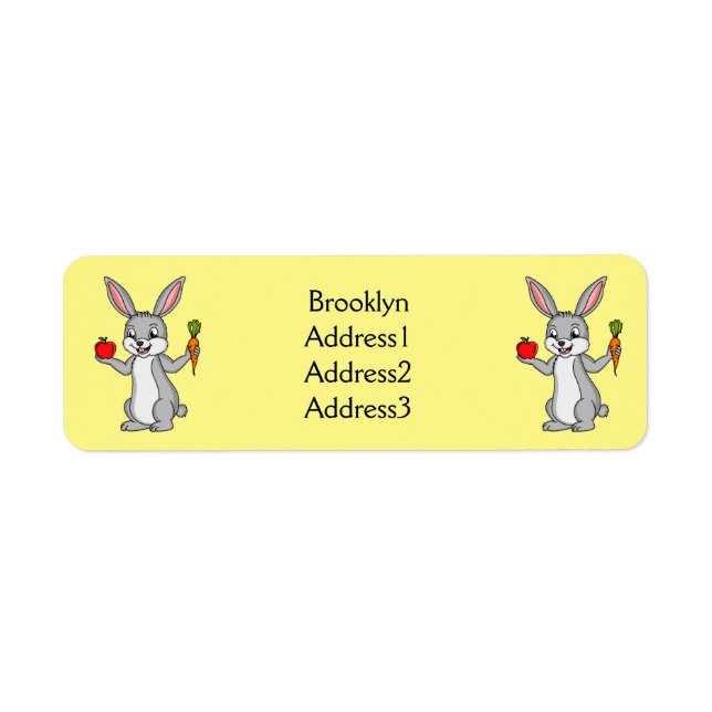Cute bunny kanin med tecknad av grönsaker returadress etikett (Framsidan)
