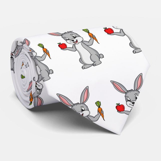 Cute bunny kanin med tecknad av grönsaker slips (Rullad)