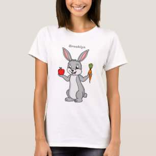 Cute bunny kanin med tecknad av grönsaker t shirt