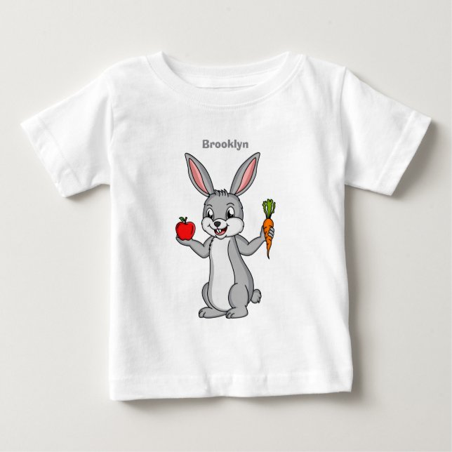 Cute bunny kanin med tecknad av grönsaker t shirt (Framsida)