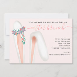 Cute bunny kanin öron rosa brunch äggjaga Påsk Inbjudningar