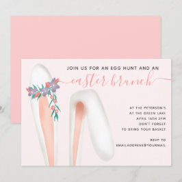 Cute bunny kanin öron rosa brunch äggjaga Påsk Inbjudningar
