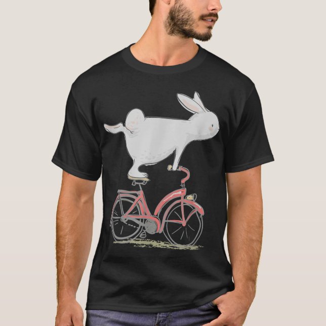 Cute Bunny-kanin på Bike Cycling Bicycle & Gift T Shirt (Framsida)