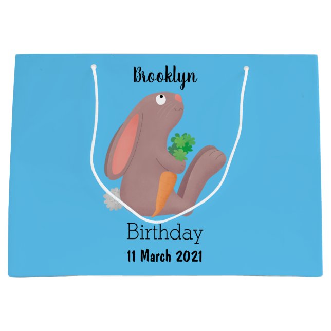 Cute bunny kanin sitta med tecknad av morot (Framsidan)