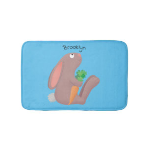 Cute bunny kanin sitta med tecknad av morot badrumsmatta