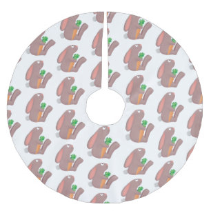Cute bunny kanin sitta med tecknad av morot julgransmatta borstad polyester