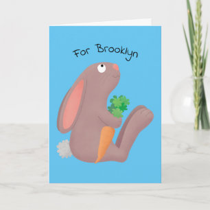 Cute bunny kanin sitta med tecknad av morot kort