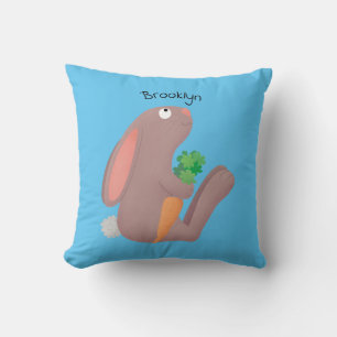 Cute bunny kanin sitta med tecknad av morot kudde